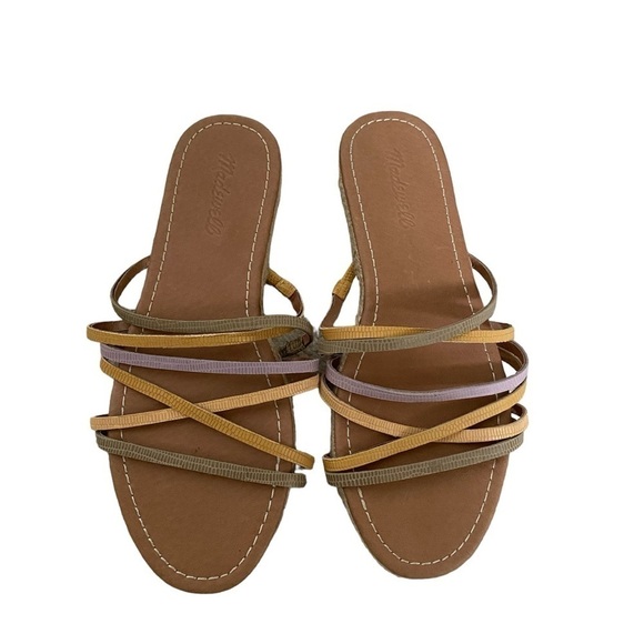 Madewell New Kathryn Espadrille Slide Strappy Sandal Snake Embossed Leather 8 - Picture 4 of 9
